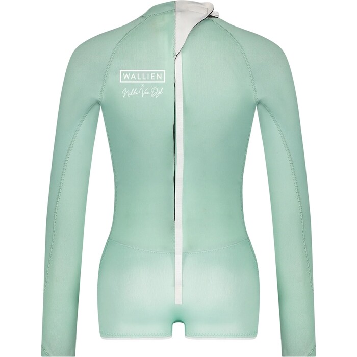 2024 Wallien Womens Nikki Van Dijk Boyleg Cut 2mm Back Zip Springsuit Wetsuit 101007 - Aquamarine Gradient